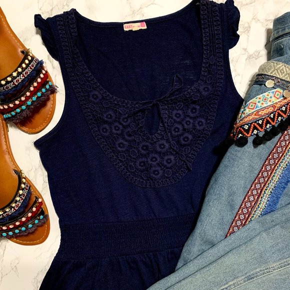 FOX navy crochet mini summer dress - Picture 1 of 5